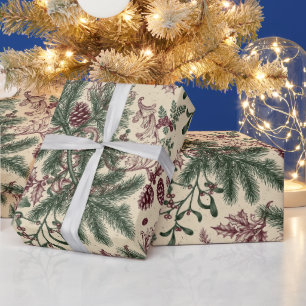 Vintage Botanical Christmas Wrapping Paper