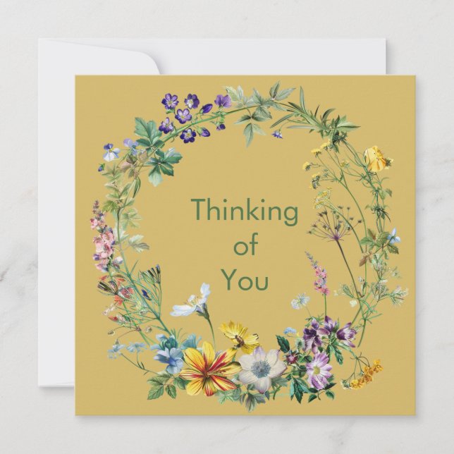 Vintage Botanical Circle Wreath Notecards with Env (Front)