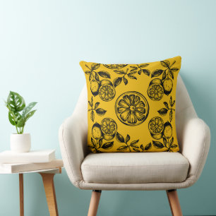 Vintage Botanical Citrus Fruit Print Cushion