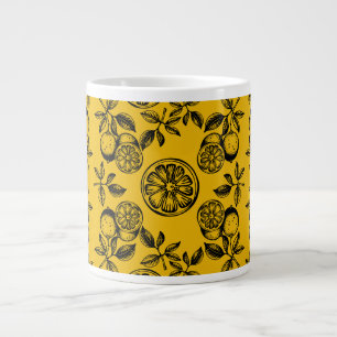 Vintage Botanical Citrus Fruit Print Large Coffee Mug