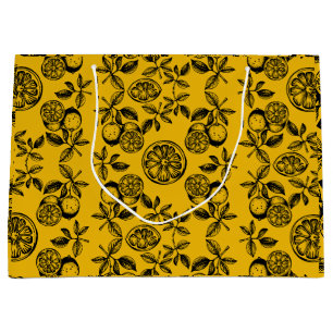 Vintage Botanical Citrus Fruit Print Large Gift Bag