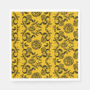 Vintage Botanical Citrus Fruit Print Napkin