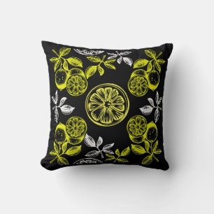 Vintage Botanical Citrus Lemon Print Cushion