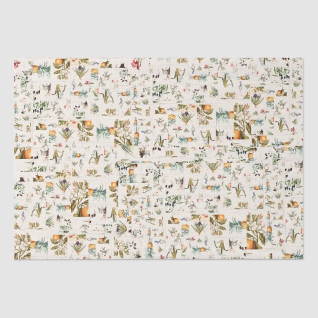 Vintage Botanical Collage Tissue Paper (Front)