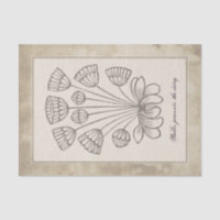 Vintage Botanical Daisy Flower Parchment Decoupage