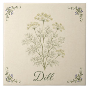 Vintage Botanical Dill Kitchen Herb Garden Tile