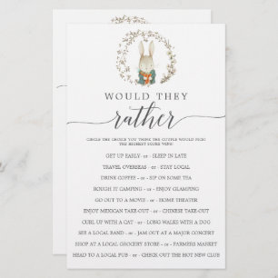 Vintage Botanical Double Sided Baby Shower Games