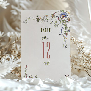 Vintage Botanical Elegance Table Number Card