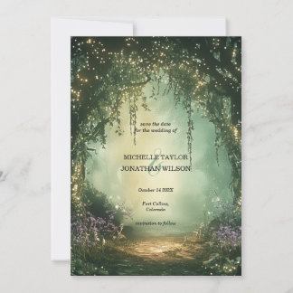 Vintage Botanical Enchanted Forest  Save the Date Invitation