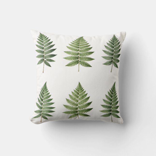 Vintage Botanical Fern Leaves Illustration Pattern Cushion (Front)