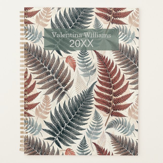 Vintage Botanical Fern Monogram Planner (Front)