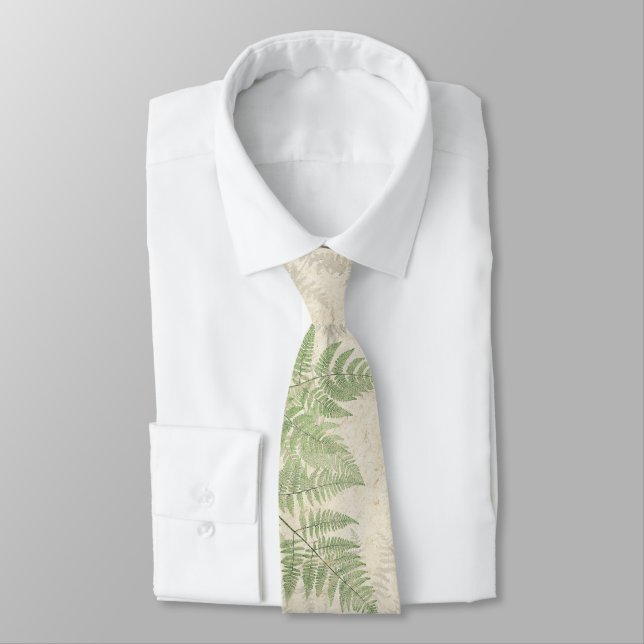 Vintage Botanical Ferns Leaves Art Tie (Tied)