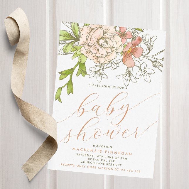 Vintage Botanical Floral Baby Shower Invitation (Creator Uploaded)