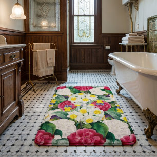 Vintage Botanical Floral Bath Mat