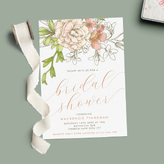 Vintage Botanical Floral Bridal Shower Invitation