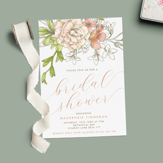 Vintage Botanical Floral Bridal Shower Invitation (Creator Uploaded)