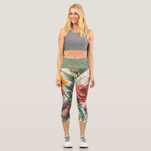 Vintage Botanical Floral Capri