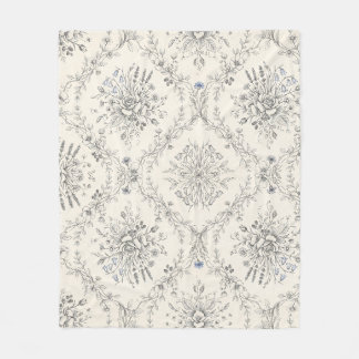 Vintage Botanical Floral Garden Pattern Fleece Blanket