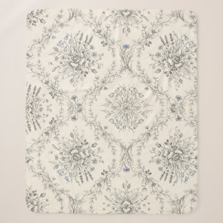Vintage Botanical Floral Garden Pattern Sherpa Blanket