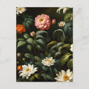 Vintage Botanical Floral Garden Still Life Holiday Postcard