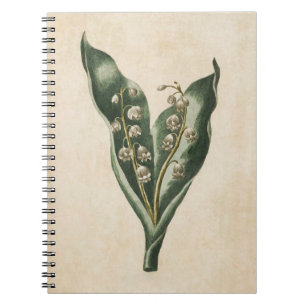 Vintage Botanical Floral Lilly of the Valley Spiral Notebook