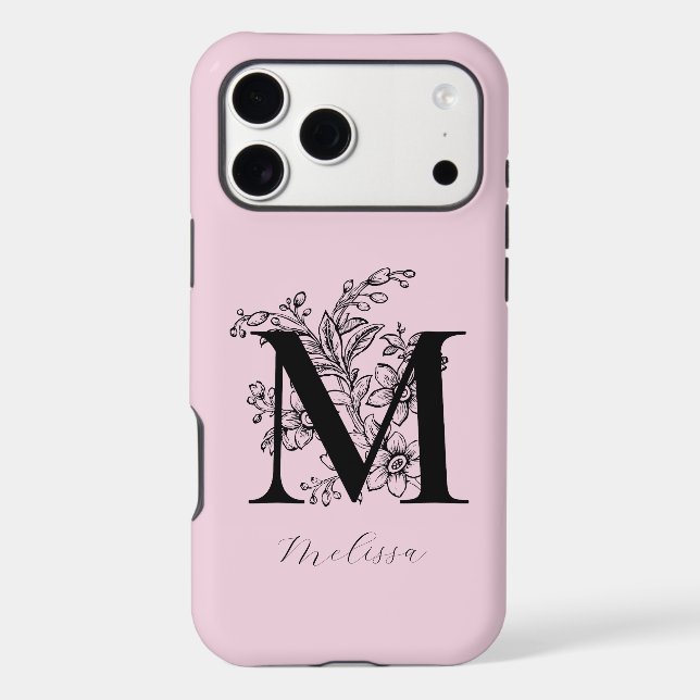 Vintage Botanical Floral Monogram Name  (Back)