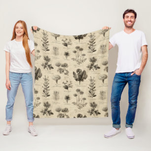 Vintage Botanical Floral Pattern (11) Fleece Blanket