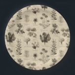 Vintage Botanical Floral Pattern (11) Paper Plate<br><div class="desc">Vintage botanical floral pattern paper plate featuring soft cream and beige flowers with detailed stems,  leaves,  and delicate script accents on an aged neutral background. Elegant and timeless with a rustic floral aesthetic,  this seamless design is ideal for cottagecore lovers,  garden enthusiasts,  vintage style fans,  and botanical art admirers.</div>