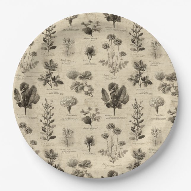 Vintage Botanical Floral Pattern (11) Paper Plate (Front)