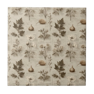 Vintage Botanical Floral Pattern (12) Tile