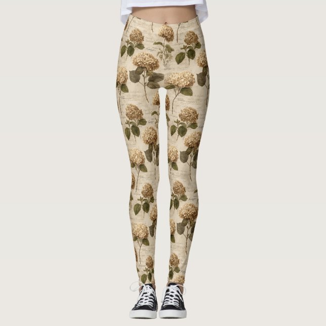 Vintage Botanical Floral Pattern (2) Leggings (Front)