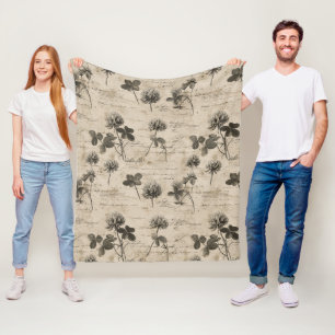 Vintage Botanical Floral Pattern (3) Fleece Blanket