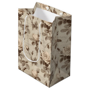Vintage Botanical Floral Pattern (3) Medium Gift Bag
