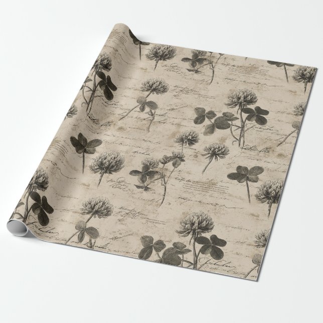 Vintage Botanical Floral Pattern (3) Wrapping Paper (Unrolled)