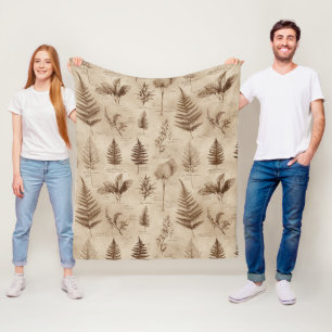 Vintage Botanical Floral Pattern (7) Fleece Blanket