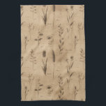 Vintage Botanical Floral Pattern (9) Tea Towel<br><div class="desc">Vintage botanical floral pattern kitchen towel featuring soft cream and beige flowers with detailed stems,  leaves,  and delicate script accents on an aged neutral background. Elegant and timeless with a rustic floral aesthetic,  this seamless design is ideal for cottagecore lovers,  garden enthusiasts,  vintage style fans,  and botanical art admirers.</div>