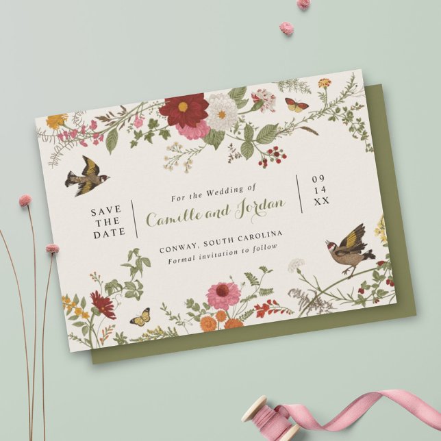 Vintage Botanical Floral Save the Date (Creator Uploaded)