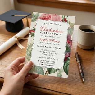 Vintage Botanical Floral Senior Graduation Party Invitation