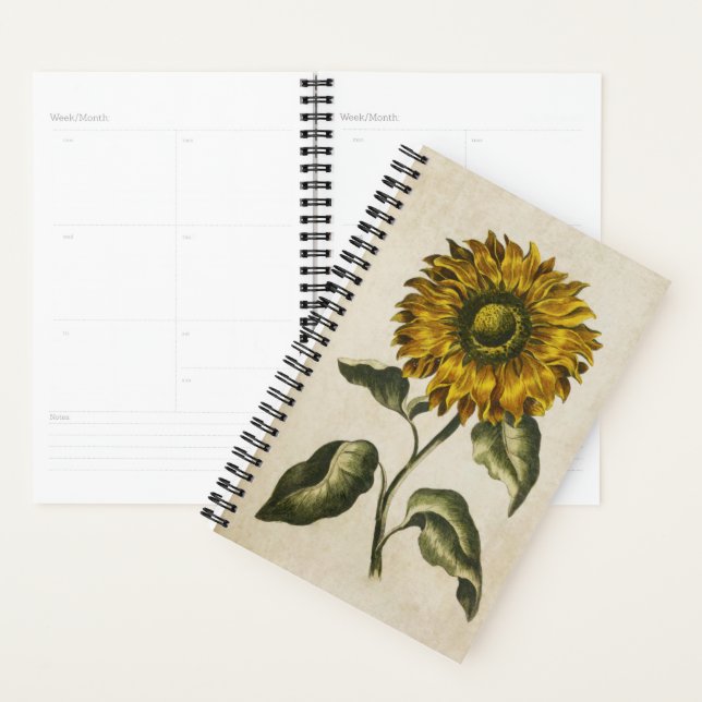Vintage Botanical Floral Sunflower Planner (Display)