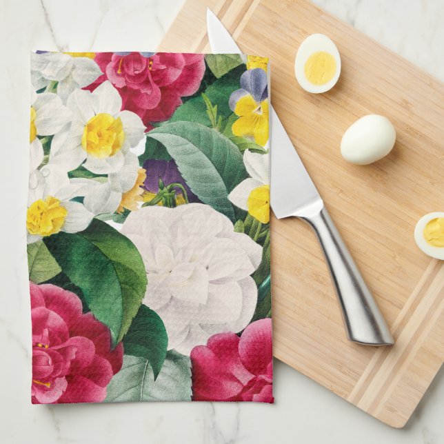 Vintage Botanical Floral Tea Towel (Quarter Fold)