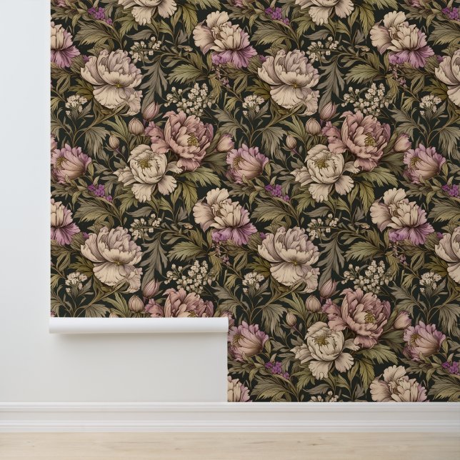 Vintage Botanical Floral Wallpaper (Application)
