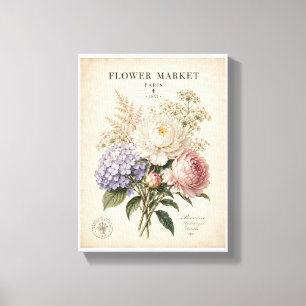 Vintage Botanical Flower Market Poster   Elegant F Canvas Print