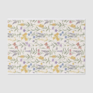 Vintage Botanical Flower Stem Drawings Pattern Tissue Paper