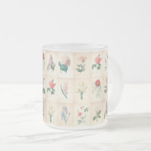 Vintage Botanical Flowers Redoute Frosted Glass M Frosted Glass Coffee Mug