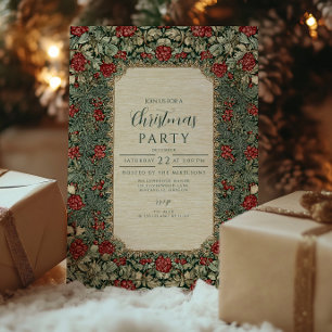 Vintage Botanical Foliage Christmas Invitation