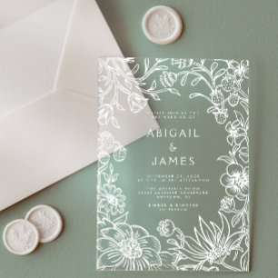 Vintage Botanical Frame Wedding Acrylic Invitations