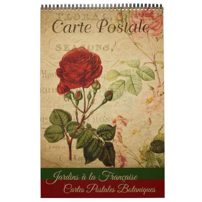 Vintage Botanical French Post Card Calendar (Cover)