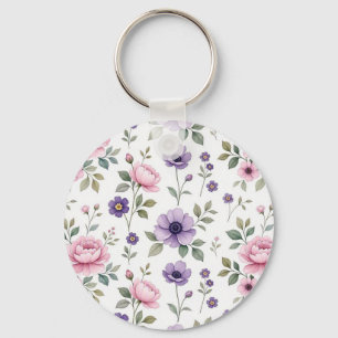 Vintage Botanical Garden Floral Keychain