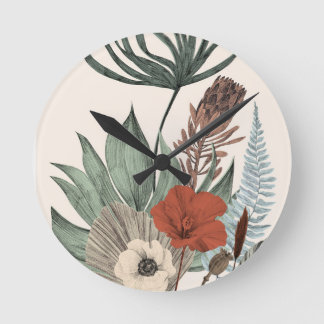 Vintage Botanical Garden – Wildflowers & Protea Il Round Clock