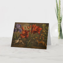 Vintage Botanical Garden Wildlife Oil Painting